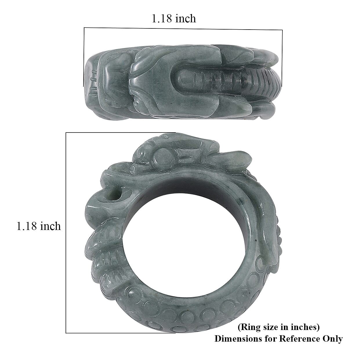 Natural Olmec Jadeite 45.00 ctw Carved Dragon Ring (Size 7.0)