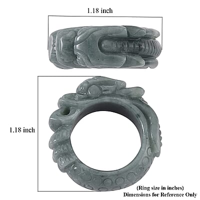 Natural Olmec Jadeite 45.00 ctw Carved Dragon Ring (Size 8.0)