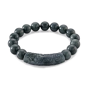 Natural Olmec Jadeite 210.00 ctw Stretch Carving Bracelet