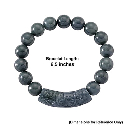 Natural Olmec Jadeite 210.00 ctw Stretch Carving Bracelet