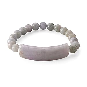 Natural Jade 130.00 ctw Beaded Stretch Bracelet