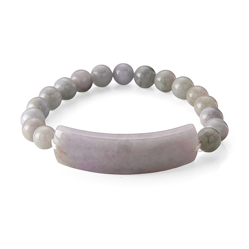 Natural Jade 130.00 ctw Beaded Stretch Bracelet