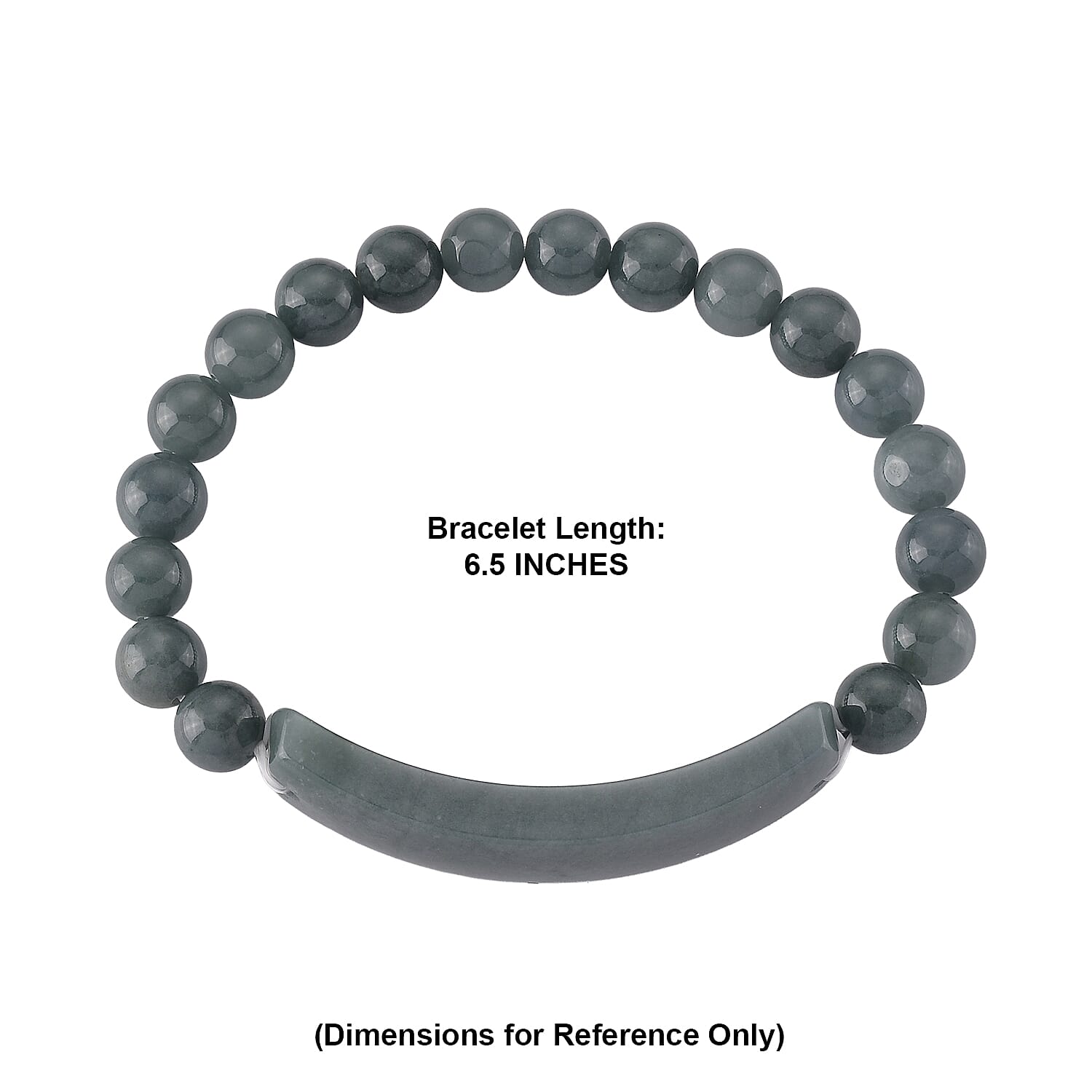 Natural Olmec Jadeite 130.00 ctw Beaded Stretch Bracelet