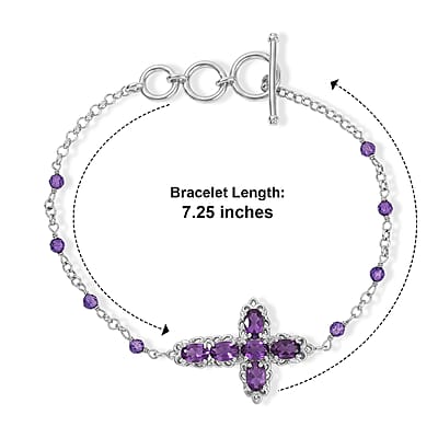 EverTrue African Amethyst 4.35 ctw Fancy Bracelet in Platinum Bond (7.25 In)