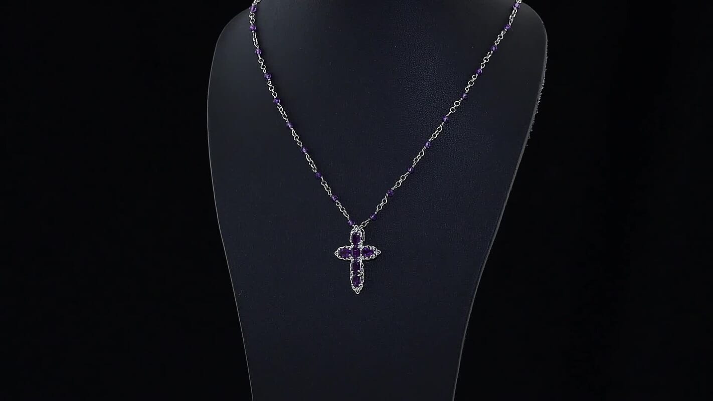 EverTrue Thai Black Spinel 8.35 ctw Fancy Necklace in Platinum Bond 18 Inches
