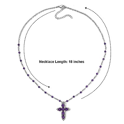 EverTrue African Amethyst 6.60 ctw Necklace (18 Inches) in Platinum Bond