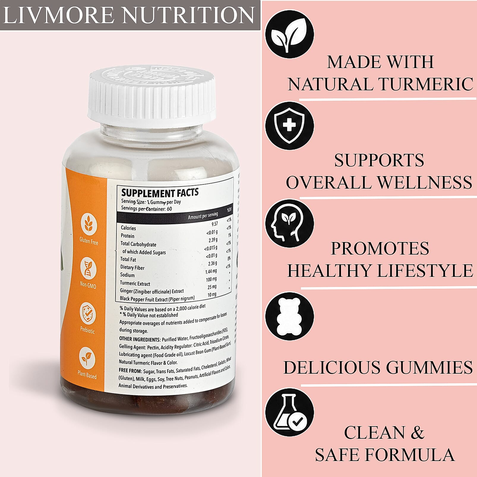 Turmeric Gummies Supplement, Contains 60 gummies