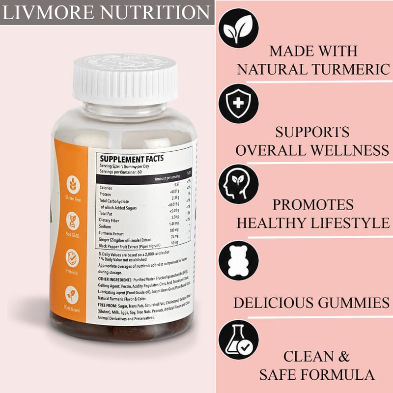 Turmeric Gummies Supplement, Contains 60 gummies