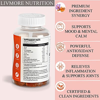 Turmericblend saffron Gummies Supplement, Contains 60 gummies