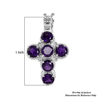 EverTrue African Amethyst 3.20 ctw Hoop Earrings in Platinum Bond