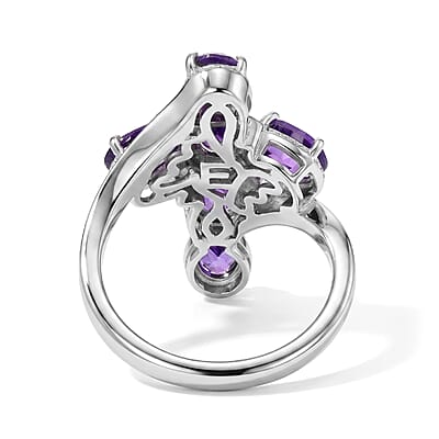EverTrue African Amethyst 2.60 ctw Cross Ring in Platinum Bond (Size 5.0)