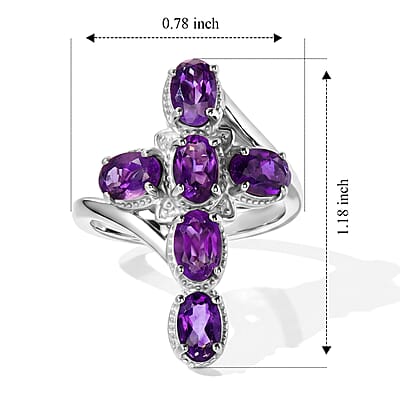 EverTrue African Amethyst 2.60 ctw Cross Ring in Platinum Bond (Size 5.0)