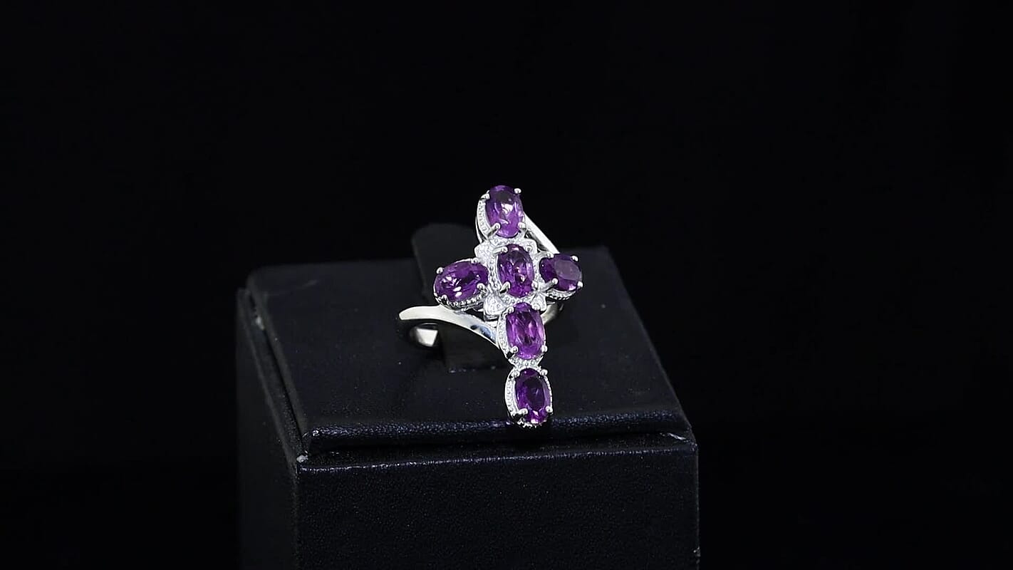 EverTrue African Amethyst 2.60 ctw Cross Ring in Platinum Bond (Size 10.0)