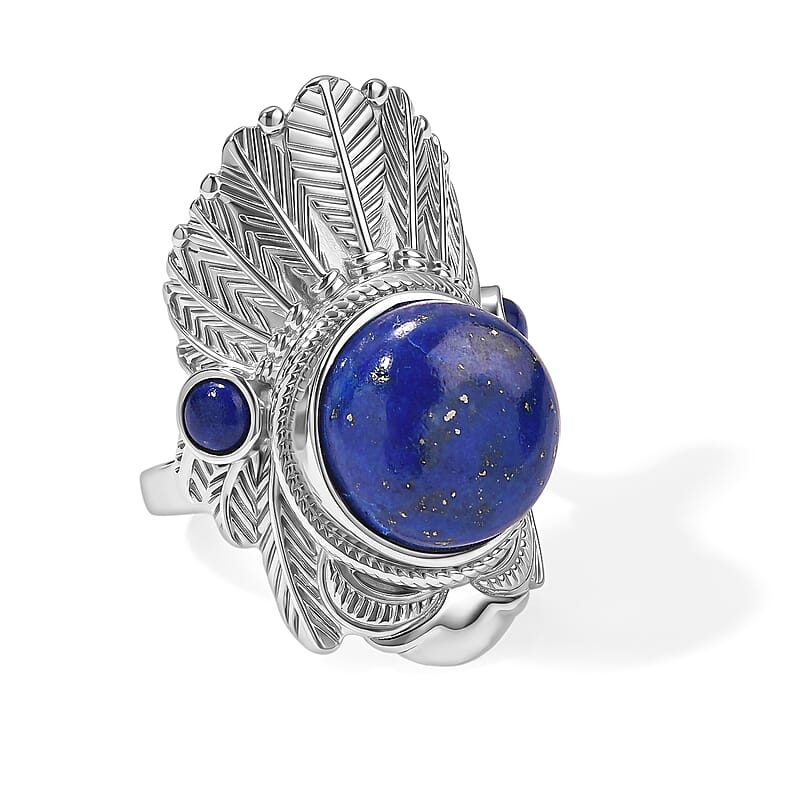 EverTrue Lapis Lazuli 11.50 ctw Ring in Stainless Steel (Size 10.0)