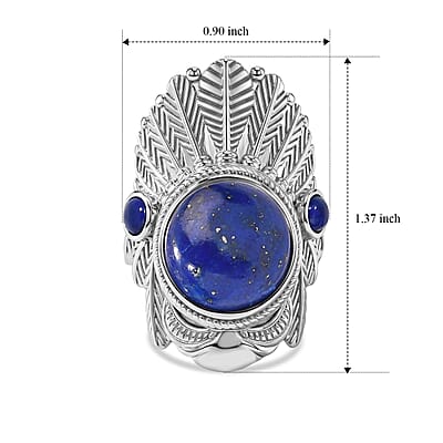 EverTrue Lapis Lazuli 11.50 ctw Ring in Stainless Steel (Size 10.0)
