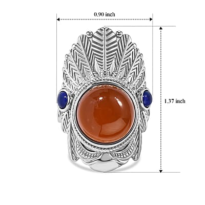 EverTrue Chalcedony and Lapis Lazuli 11.10 ctw Solitaire Ring in Stainless Steel (Size 6.0)