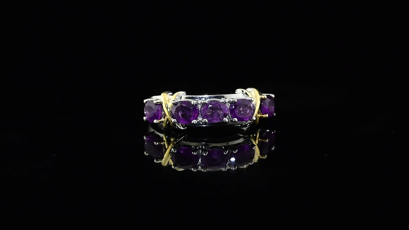 EverTrue African Amethyst Ring in 18K YG Plated and Platinum Bond (Size 10.0) 1.70 ctw