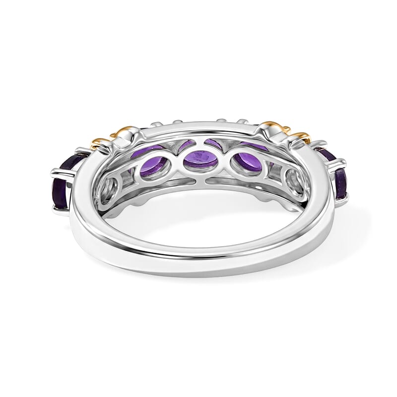 EverTrue African Amethyst 1.70 ctw Ring in 18K YG Plated and Platinum Bond (Size 5.0)