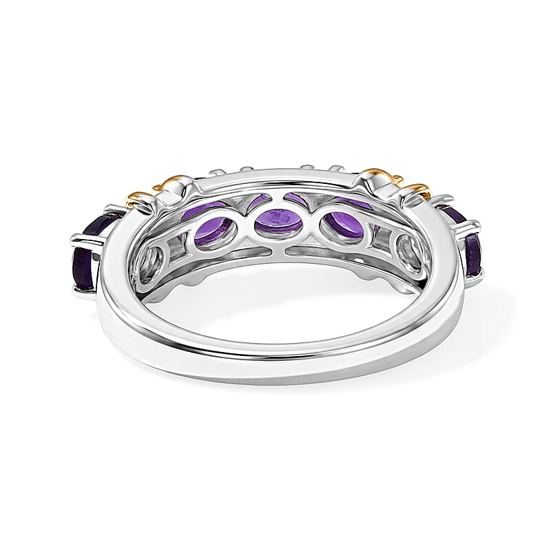 EverTrue African Amethyst 1.70 ctw Ring in 18K YG Plated and Platinum Bond (Size 5.0)