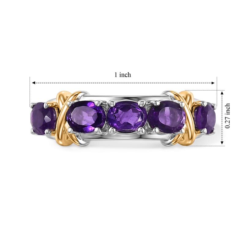 EverTrue African Amethyst 1.70 ctw Ring in 18K YG Plated and Platinum Bond (Size 5.0)