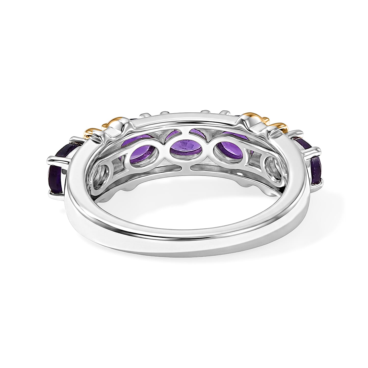EverTrue African Amethyst 1.70 ctw Ring in 18K YG Plated and Platinum Bond (Size 6.0)