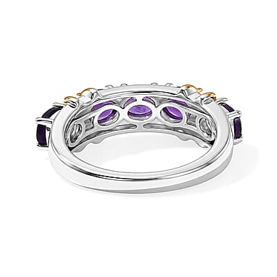 EverTrue African Amethyst 1.70 ctw Ring in 18K YG Plated and Platinum Bond (Size 6.0)