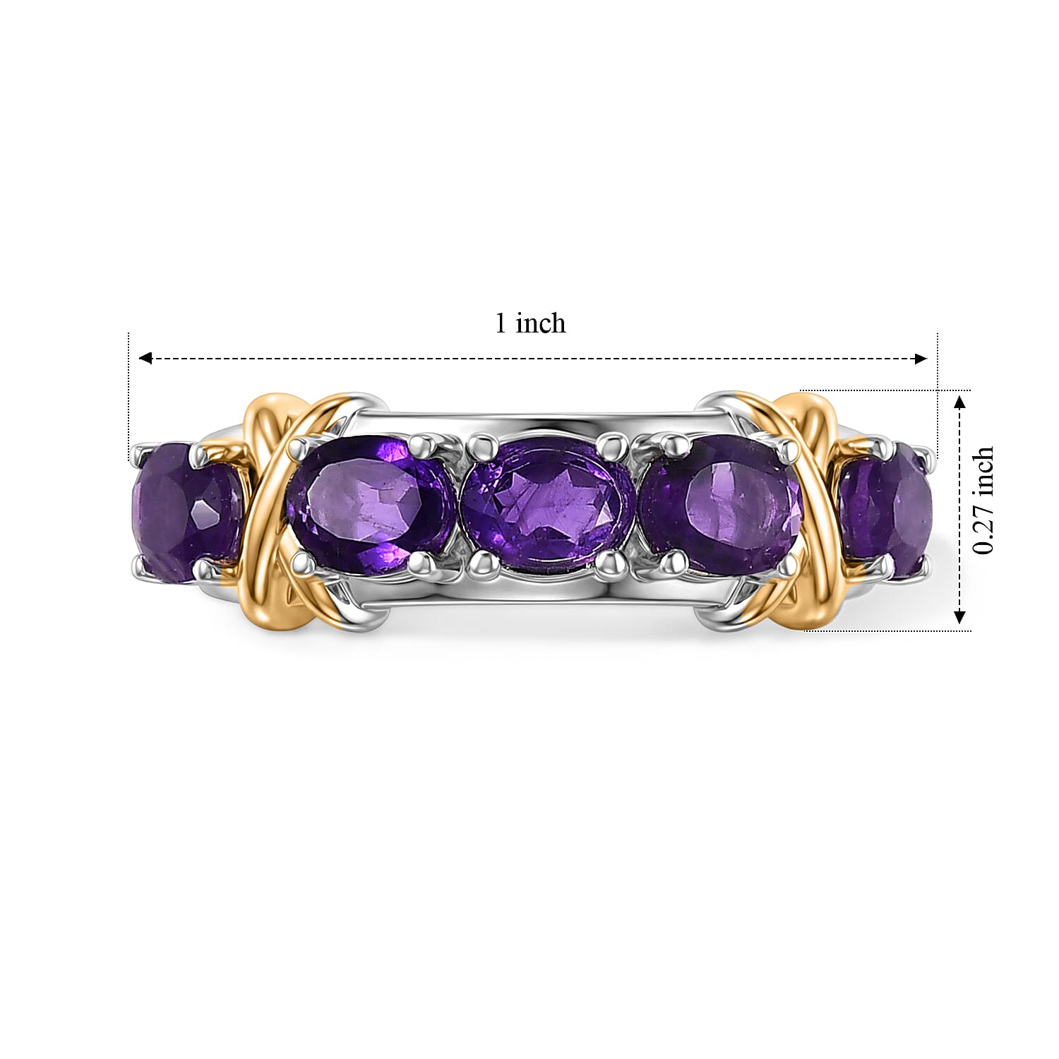 EverTrue African Amethyst 1.70 ctw Ring in 18K YG Plated and Platinum Bond (Size 6.0)