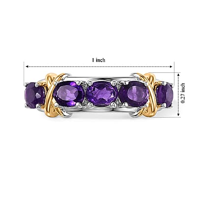 EverTrue African Amethyst 1.70 ctw Ring in 18K YG Plated and Platinum Bond (Size 6.0)