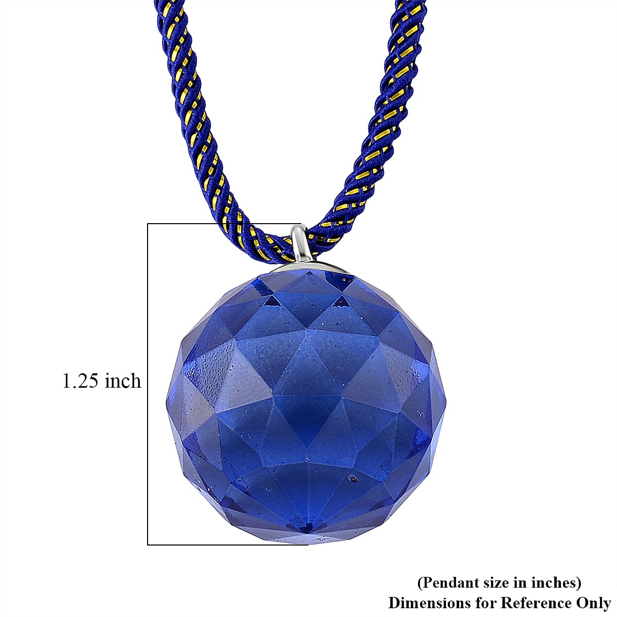 Simulated Blue Sapphire Pendant with Cord Necklace (20-23 Inches) in Silvertone