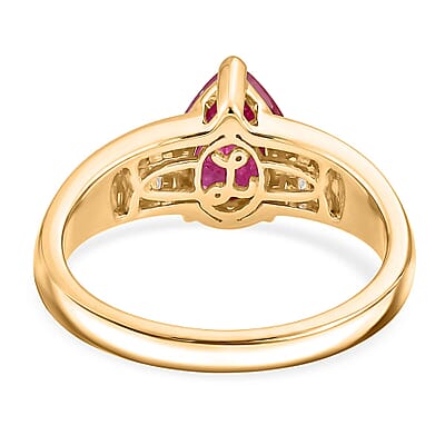 Luxoro 10K Yellow Gold AAA Montepuez Ruby, Diamond (I2) (0.20 cts) Ring (Size 5.0) 2.00 ctw