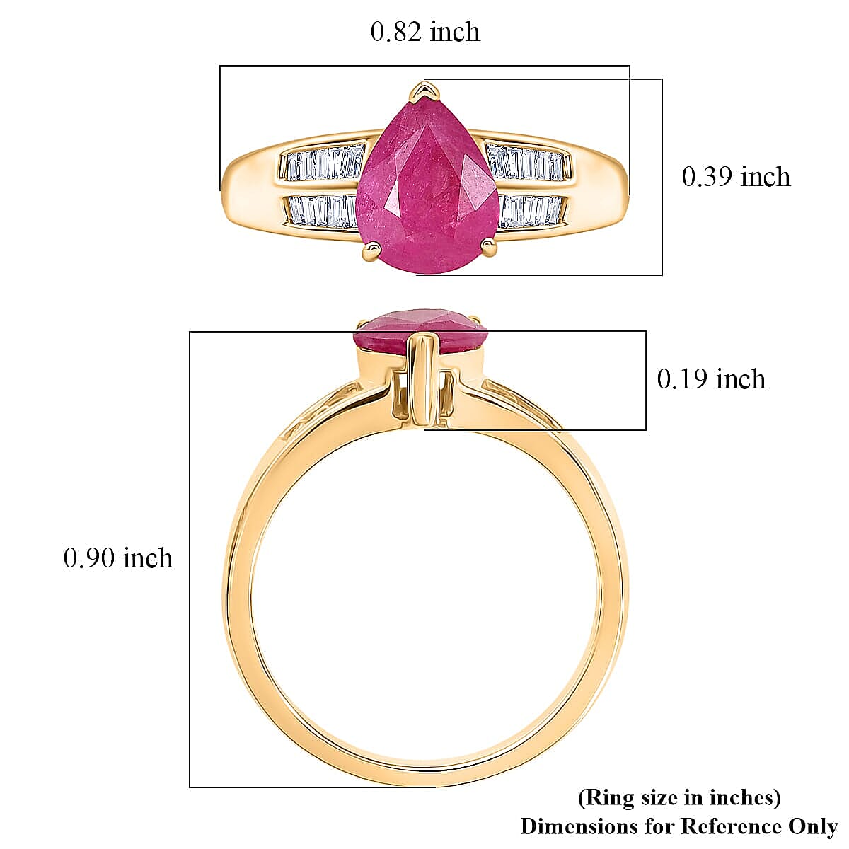 Luxoro 10K Yellow Gold AAA Montepuez Ruby, Diamond (I2) (0.20 cts) Ring (Size 5.0) 2.00 ctw image number 5