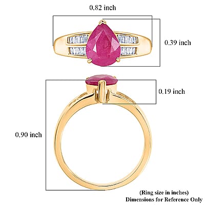 Luxoro 10K Yellow Gold AAA Montepuez Ruby, Diamond (I2) (0.20 cts) Ring (Size 5.0) 2.00 ctw