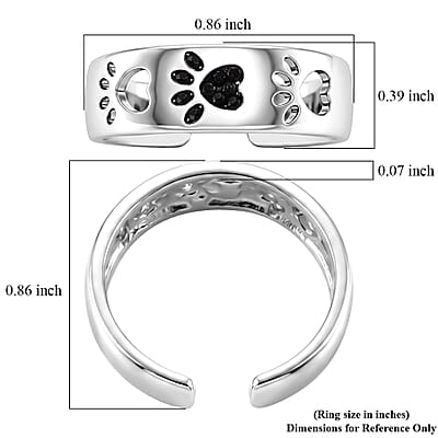 Simulated Black Diamond Ring in Silvertone (Size 8-10)