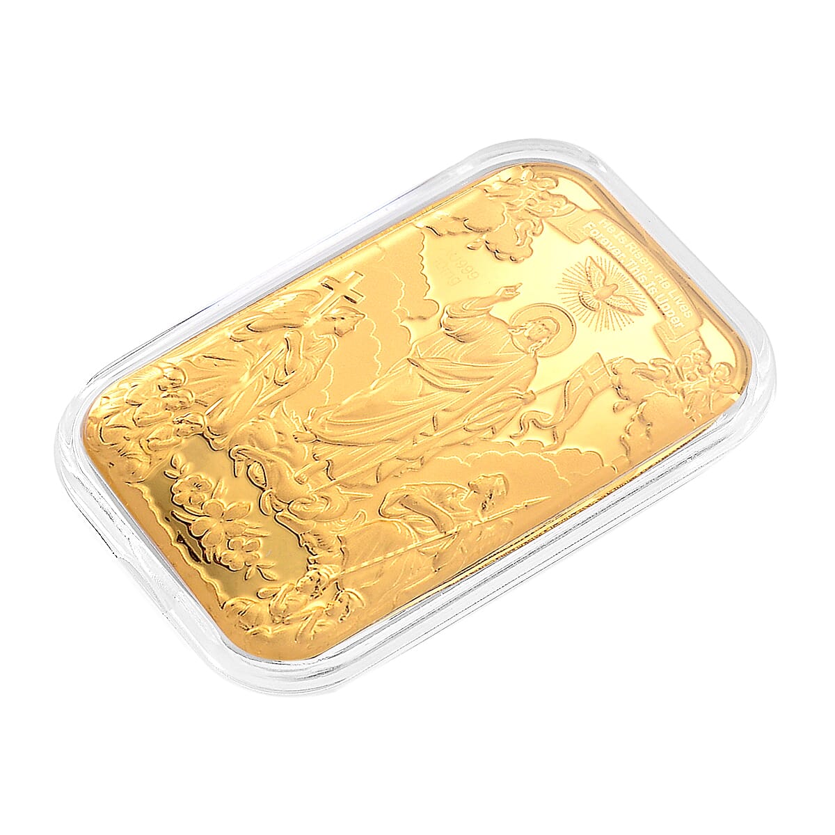 24K Yellow Gold Featuring Christ, Cross and Sacred Scripture Embossed Sheet (31x45.5mm) 10mg image number 2