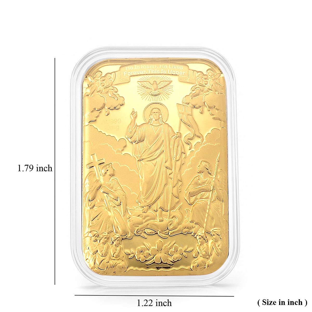 24K Yellow Gold Featuring Christ, Cross and Sacred Scripture Embossed Sheet (31x45.5mm) 10mg image number 4