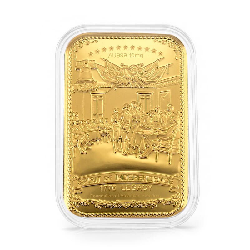 24K Yellow Gold Spirit of Independence Embossed Sheet (31x45.5mm) 10mg