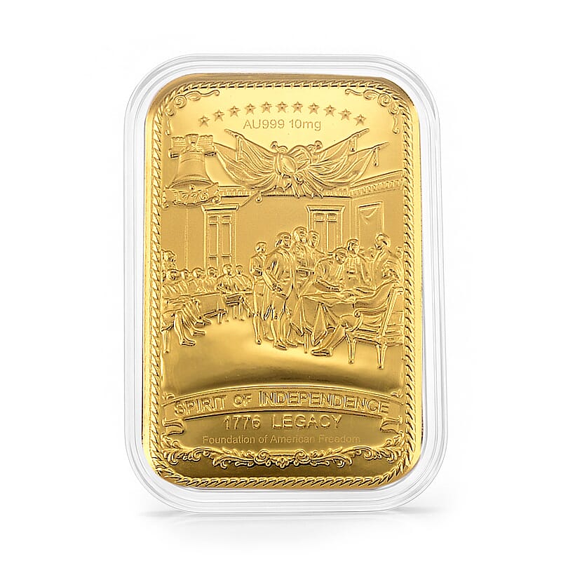 24K Yellow Gold Spirit of Independence Embossed Sheet (31x45.5mm) 10mg