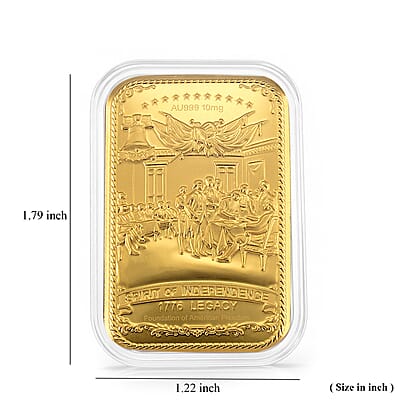 24K Yellow Gold Spirit of Independence Embossed Sheet (31x45.5mm) 10mg