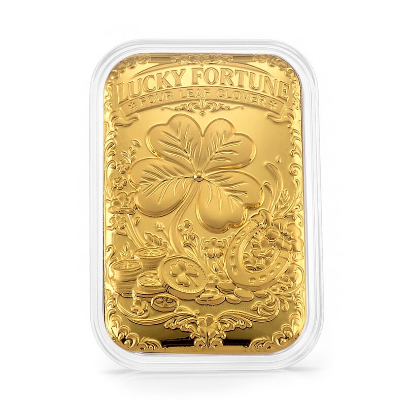 24K Yellow Gold Lucky Fortune Four Leaf Clover Embossed Sheet (31x45.5mm) 10mg
