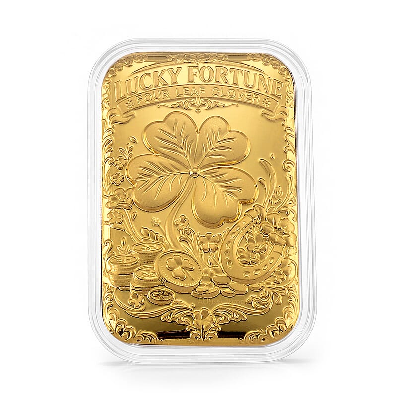 24K Yellow Gold Lucky Fortune Four Leaf Clover Embossed Sheet (31x45.5mm) 10mg
