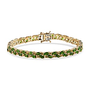 D'Joy Chrome Diopside and Yellow Sapphire 11.90 ctw Blooming Vine Bracelet in 18K Vermeil YG Over Sterling Silver (6.50 In)