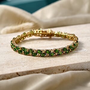 D'Joy Chrome Diopside and Yellow Sapphire 11.90 ctw Blooming Vine Bracelet in 18K Vermeil YG Over Sterling Silver (6.50 In)