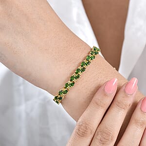 D'Joy Chrome Diopside and Yellow Sapphire 11.90 ctw Blooming Vine Bracelet in 18K Vermeil YG Over Sterling Silver (6.50 In)