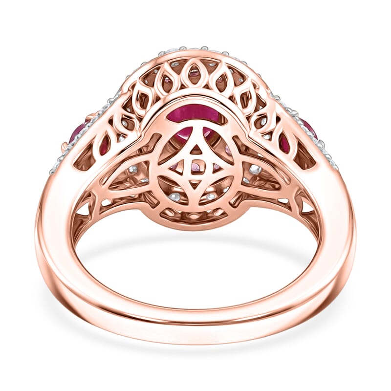 D'Joy Premium Montepuez Ruby and Multi Gemstone 2.40 ctw Flame Royale Ring in 18K Vermeil Rose Gold Over Sterling Silver (Size  6.0)