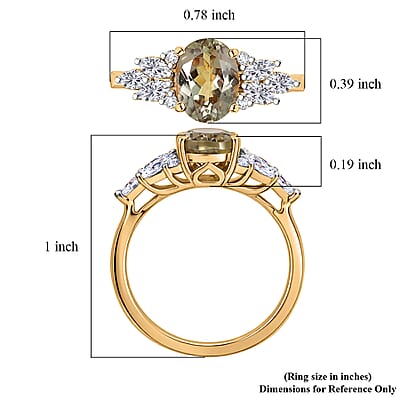 Certified & Appraised D'Joy Premium Turkizite and Moissanite 2.10 ctw Ring in 18K Vermeil Yellow Gold Over Sterling Silver (Size 6.0)