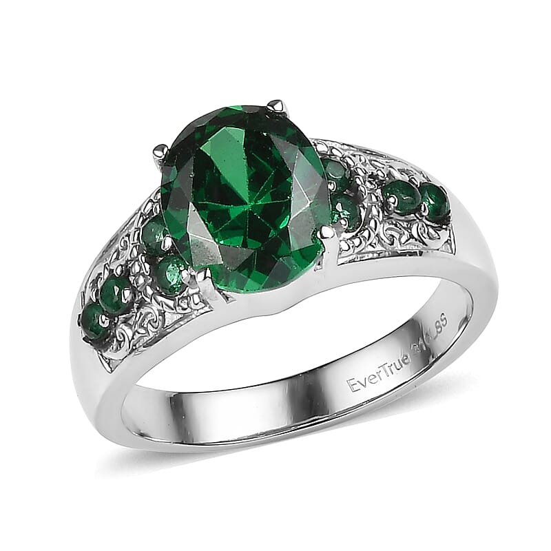 EverTrue Simulated Green Diamond Ring in Stainless Steel (Size  6.0)