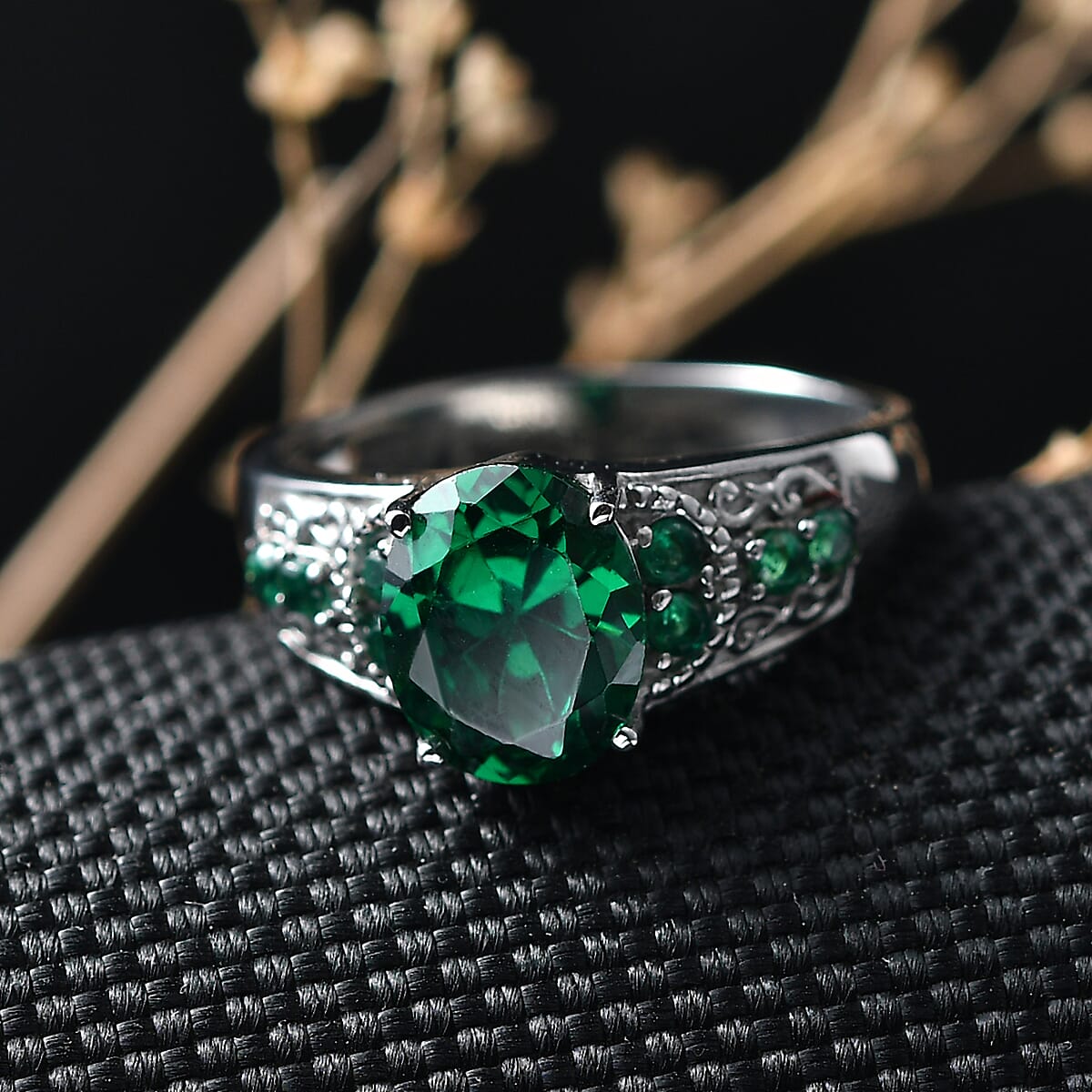 EverTrue Simulated Green Diamond Ring in Stainless Steel (Size  8.0) image number 1