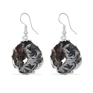 Slice Geode Amethyst 20.00 ctw Earrings in Silvertone