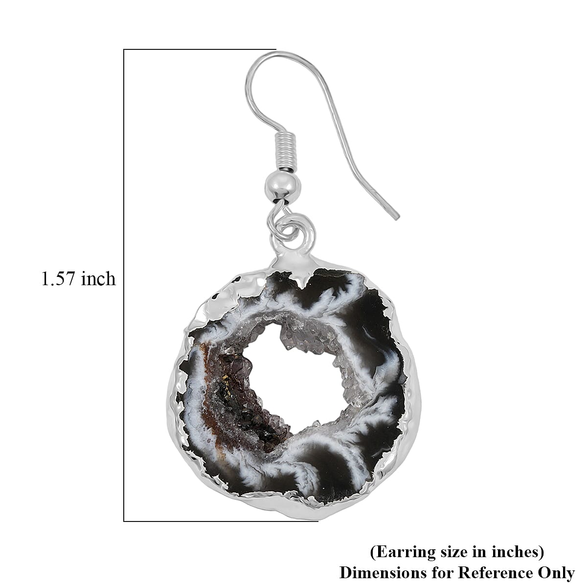 Slice Geode Amethyst 20.00 ctw Earrings in Silvertone image number 4