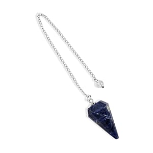 Sodalite and Clear Quartz 46.00 ctw Pendulum in Silvertone